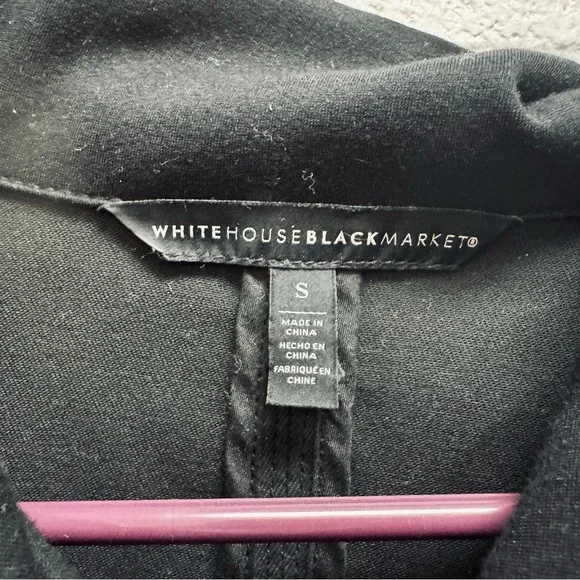White House Black Market Black Moto Jacket Women’s Coated Denim Size Small - Picture 5 of 8